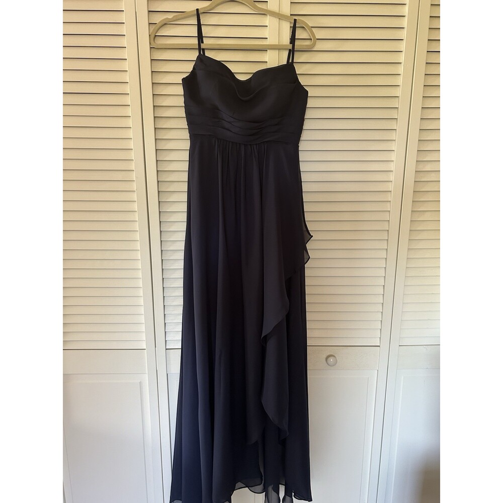 NEW Formal Navy Blue Sz S Corset Back , Chiffon. Flowing Elegance